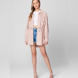 (A54) Blank NYC  Think Pretty Shirt, Faux Suede Shacket, Blush, Size Large, NWT